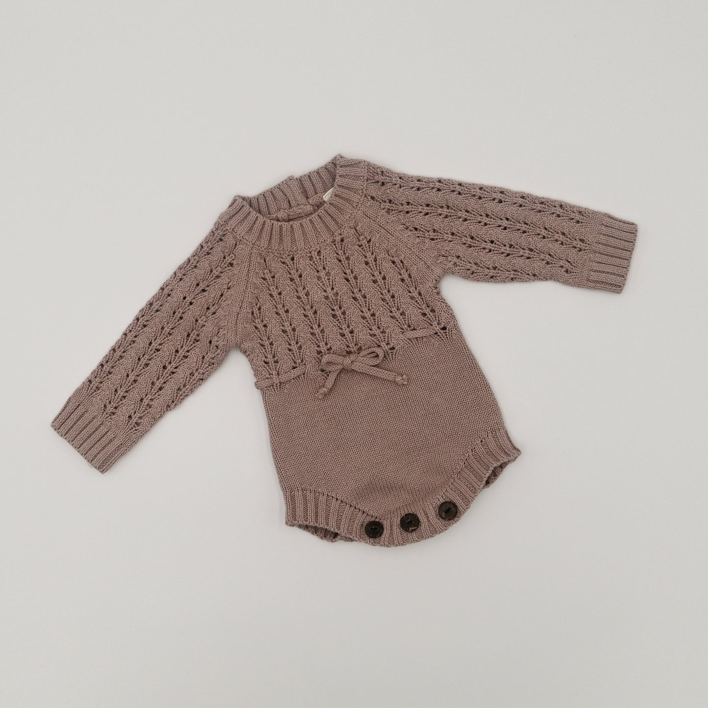 Cotton Sweater Romper - Light Plum