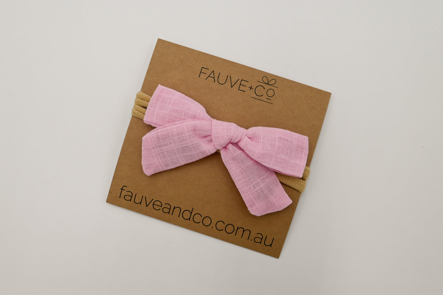 Ivy Linen Hair Bow - Pink