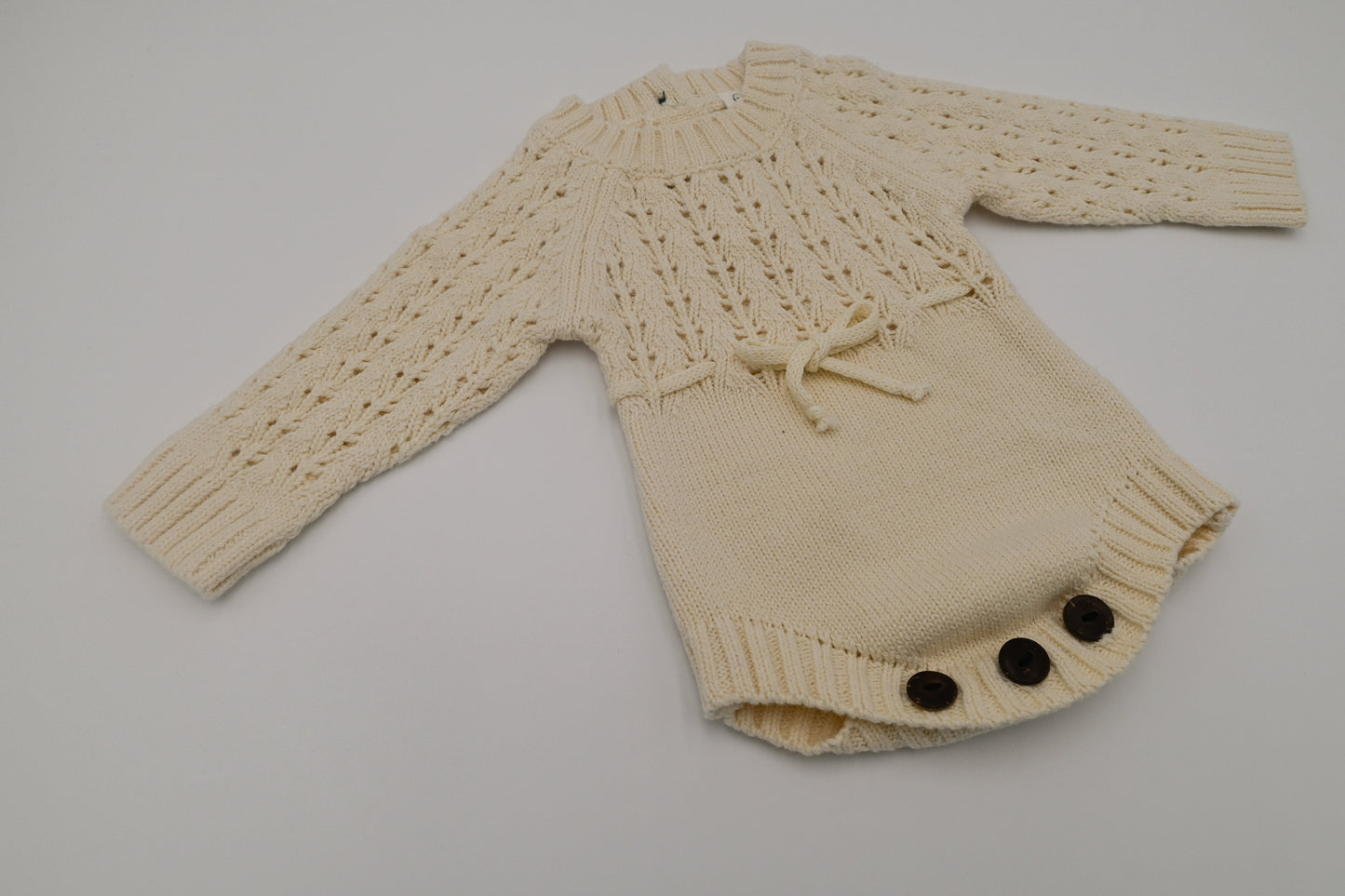 Cotton Sweater Romper - Cream