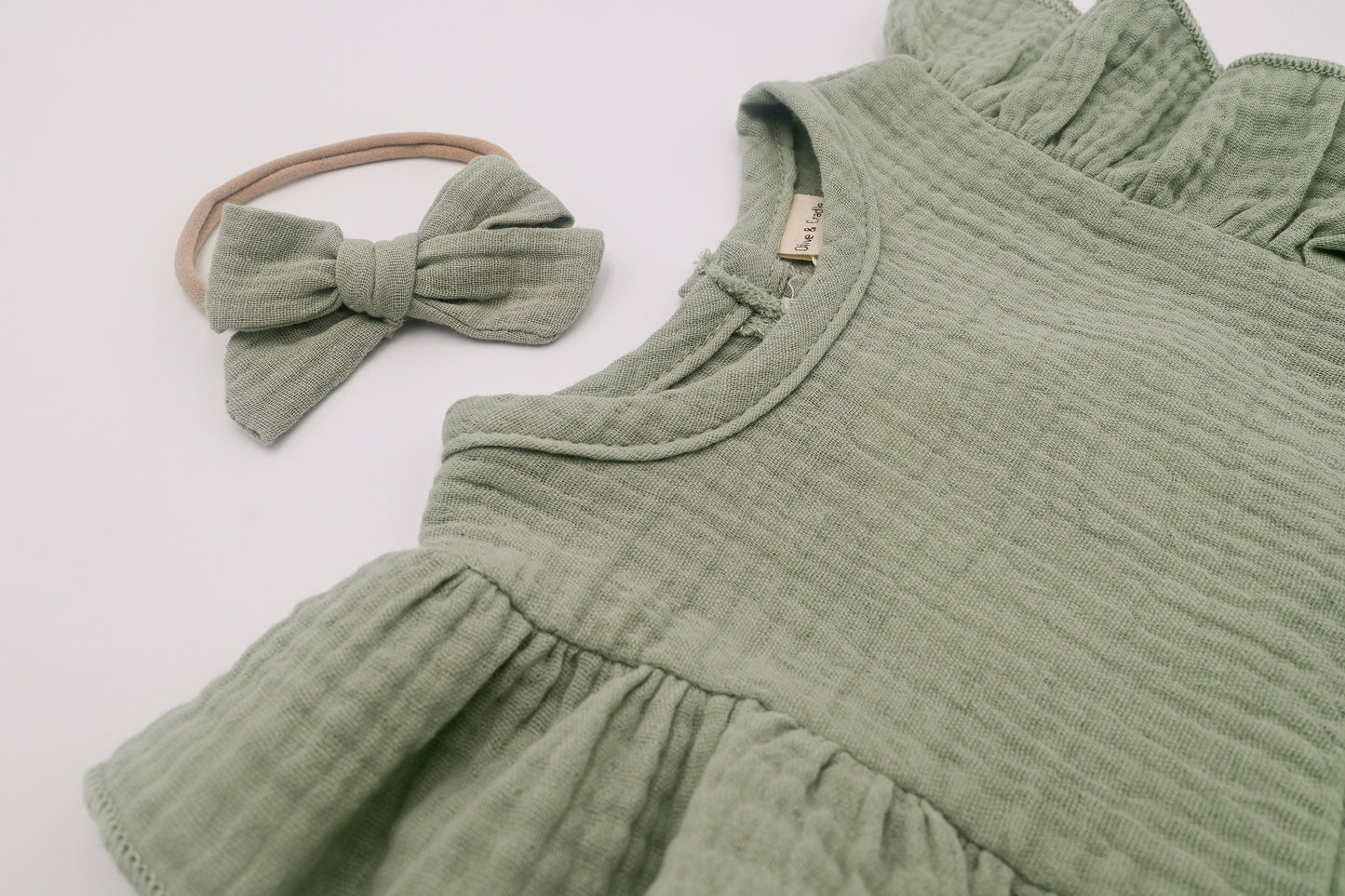 Muslin Romper Flutter Sleeve - Sage