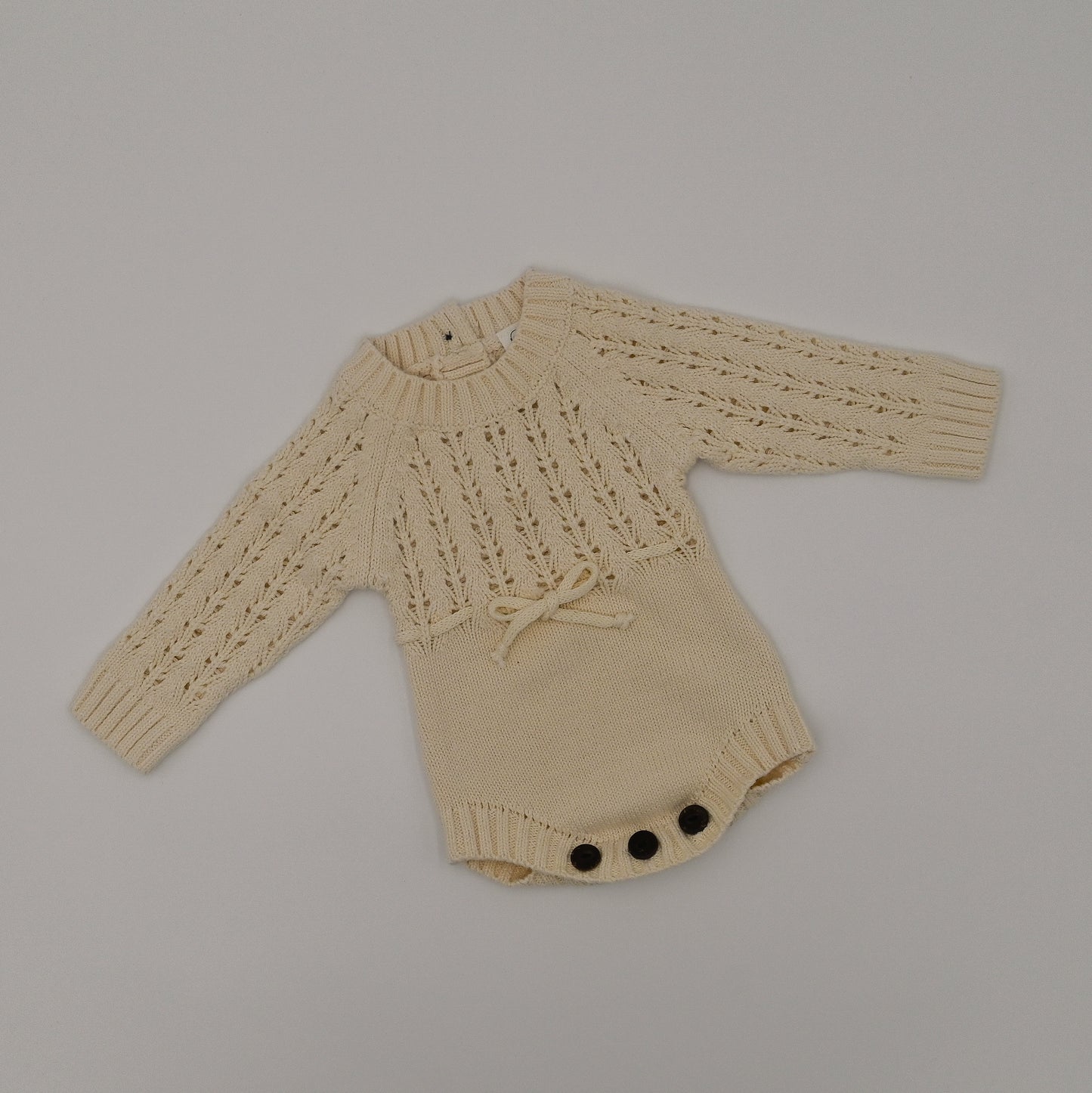 Cotton Sweater Romper - Cream