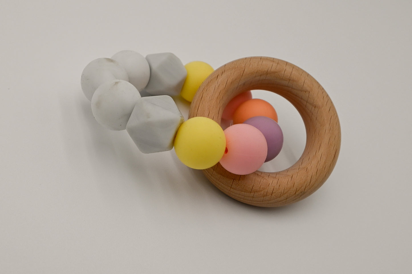 Beech Wood & Silicone Teether - Rainbow