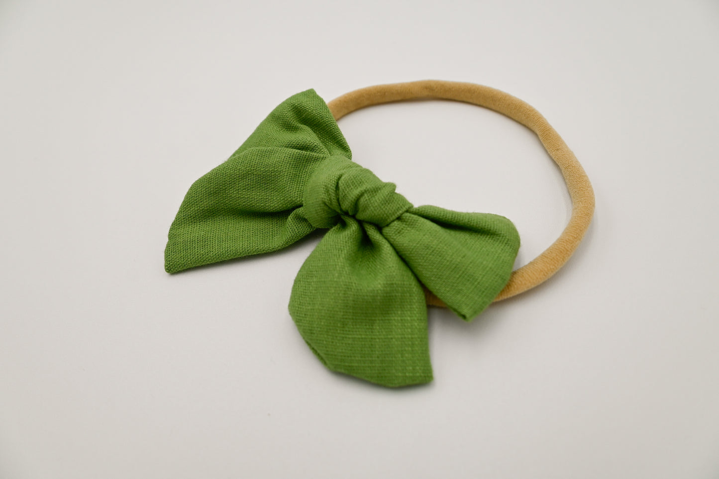 Ivy Linen Hair Bow - Jade