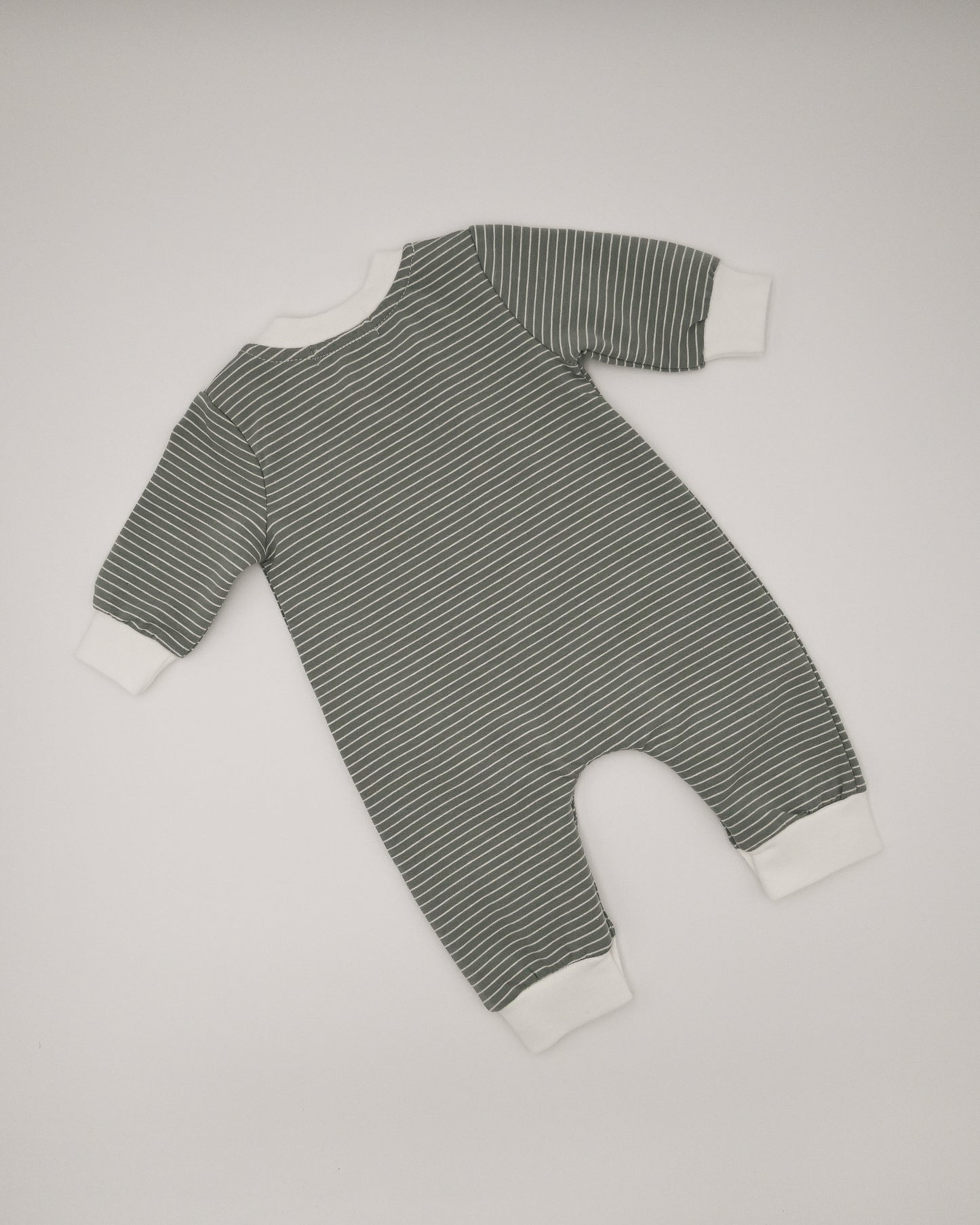 Organic Knit Striped Romper - Sage