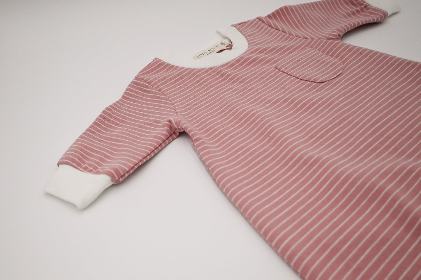 Organic Knit Striped Romper - Rose