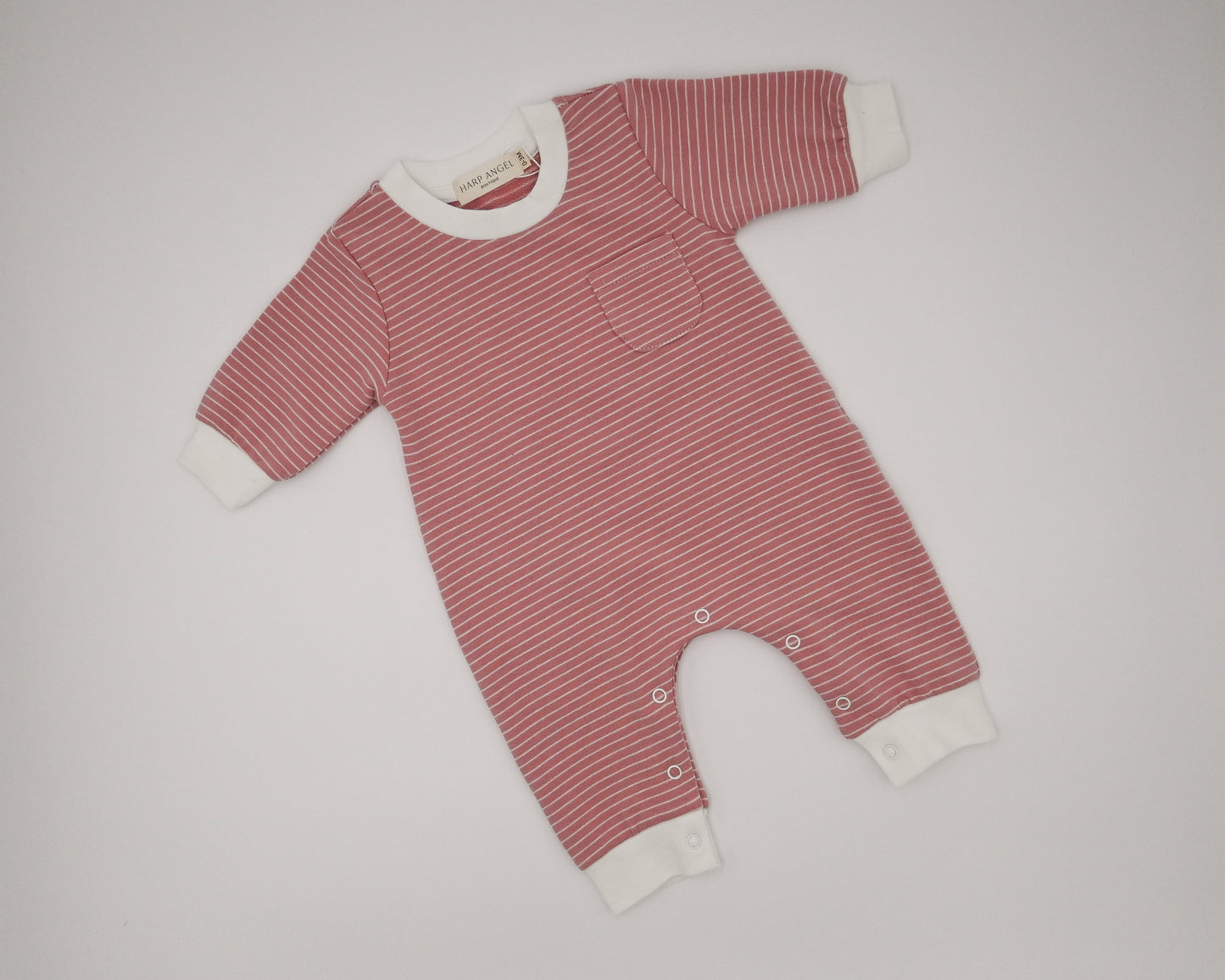 Organic Knit Striped Romper - Rose