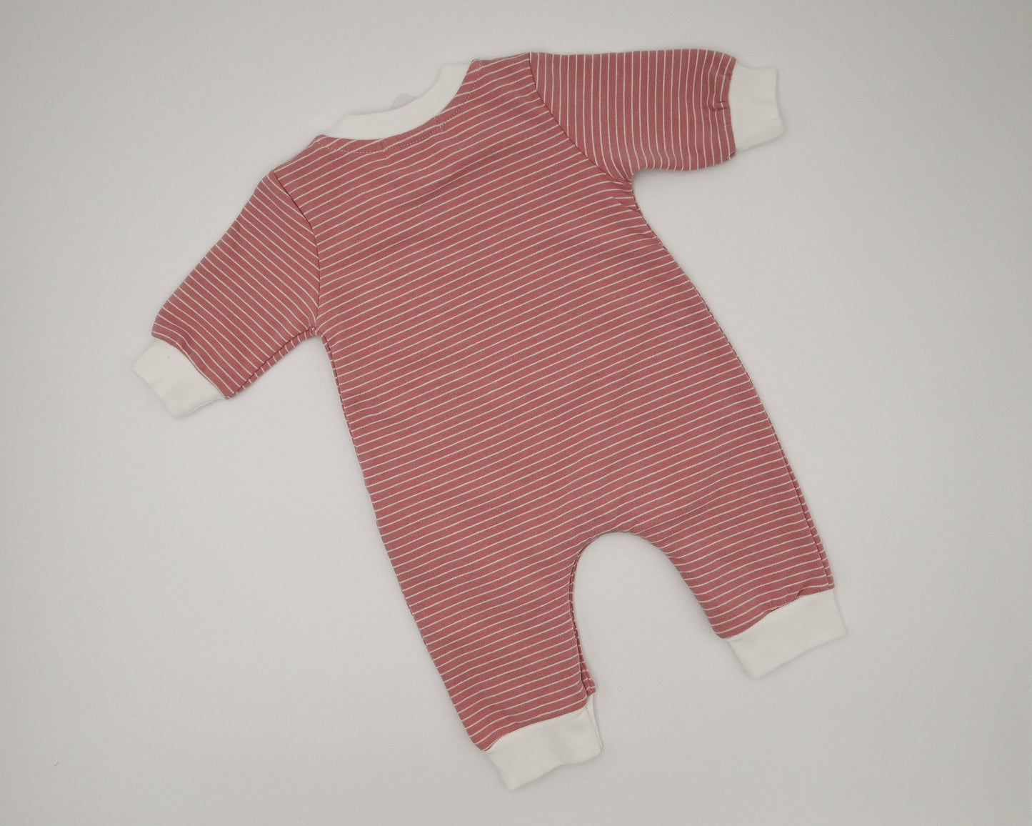 Organic Knit Striped Romper - Rose