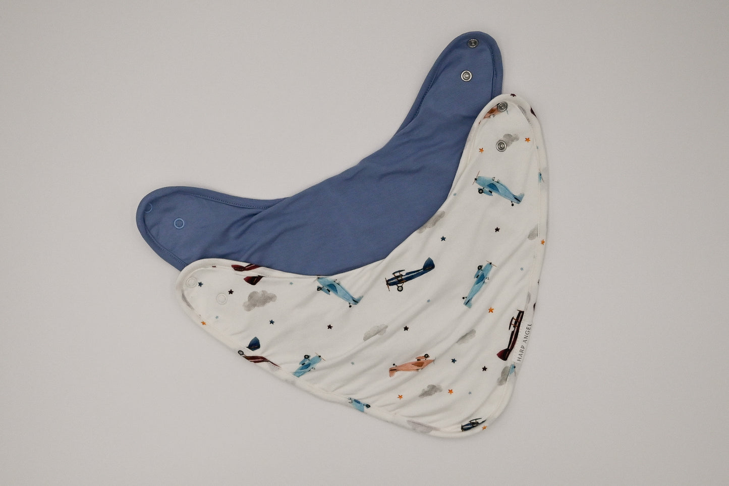 Scarf Bib Set - Vintage Airplane / Dusty Blue