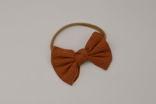 Ribbed Knot Bow Headband - Caramel