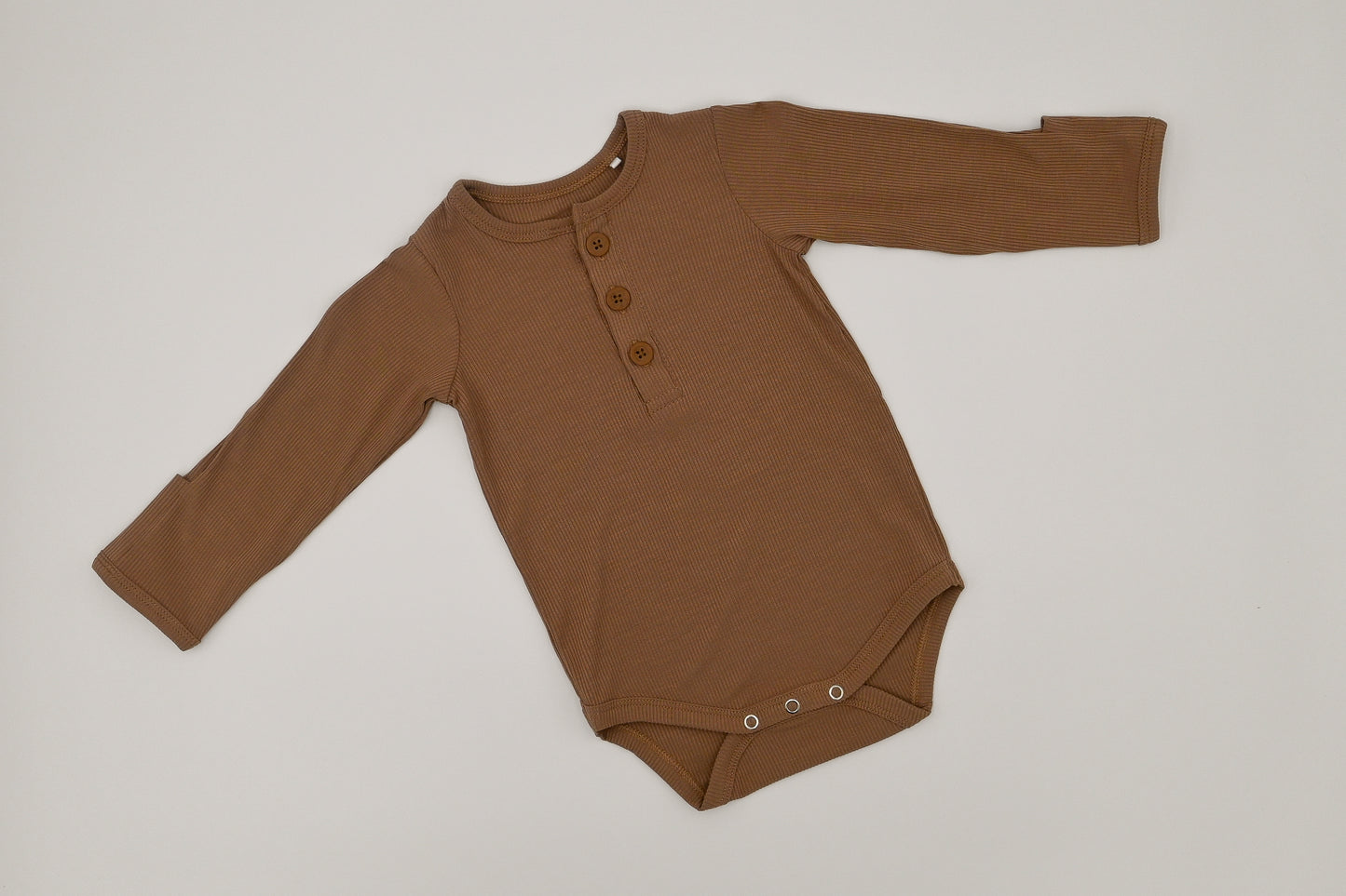 Long Sleeve Ribbed Bodysuit - Mocha