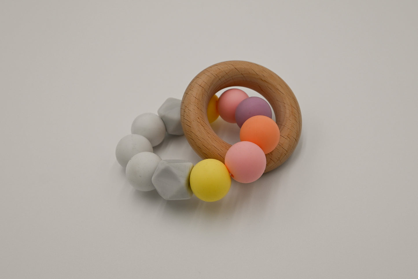 Beech Wood & Silicone Teether - Rainbow