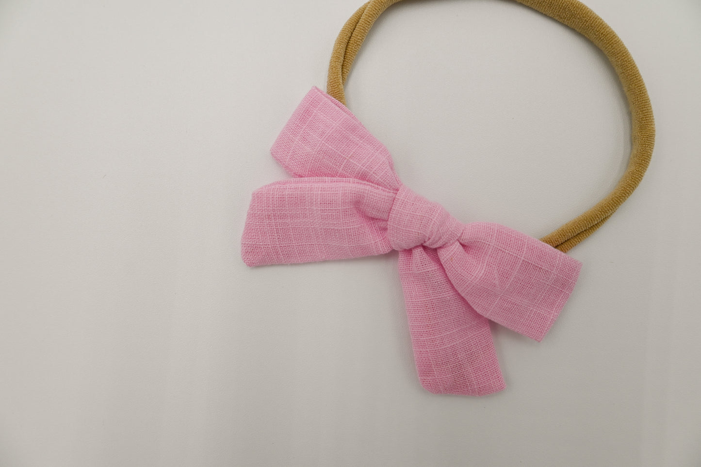 Ivy Linen Hair Bow - Pink