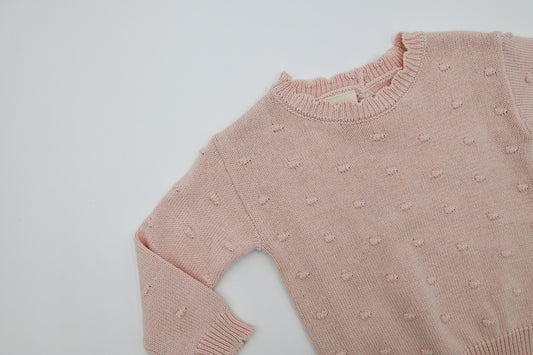 Organic Knit Sweater - Pink Pom